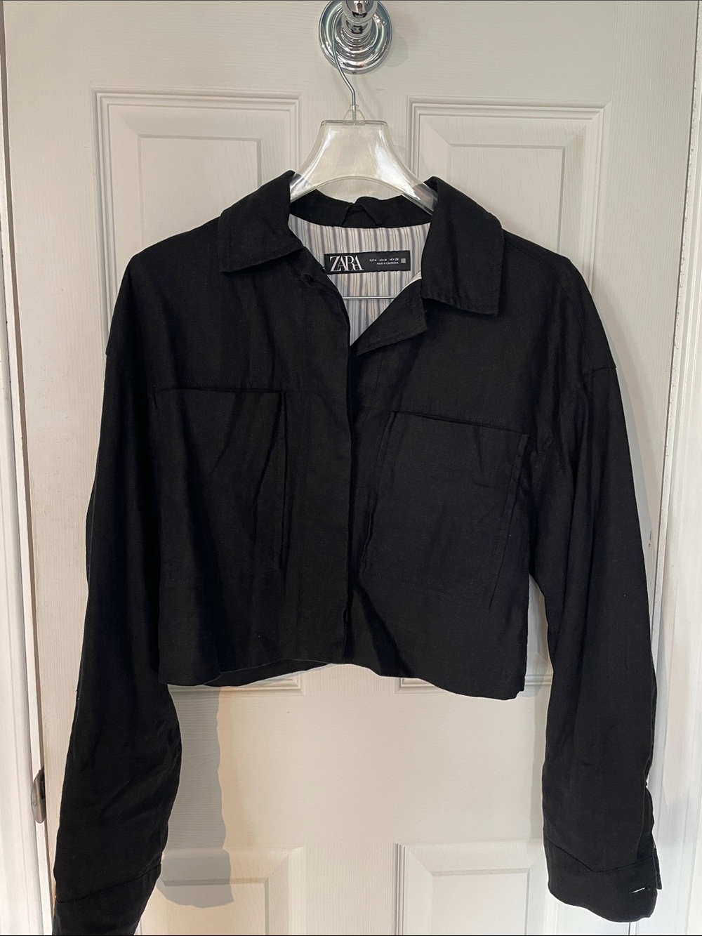 ZARA Black Cropped Collared Jacket